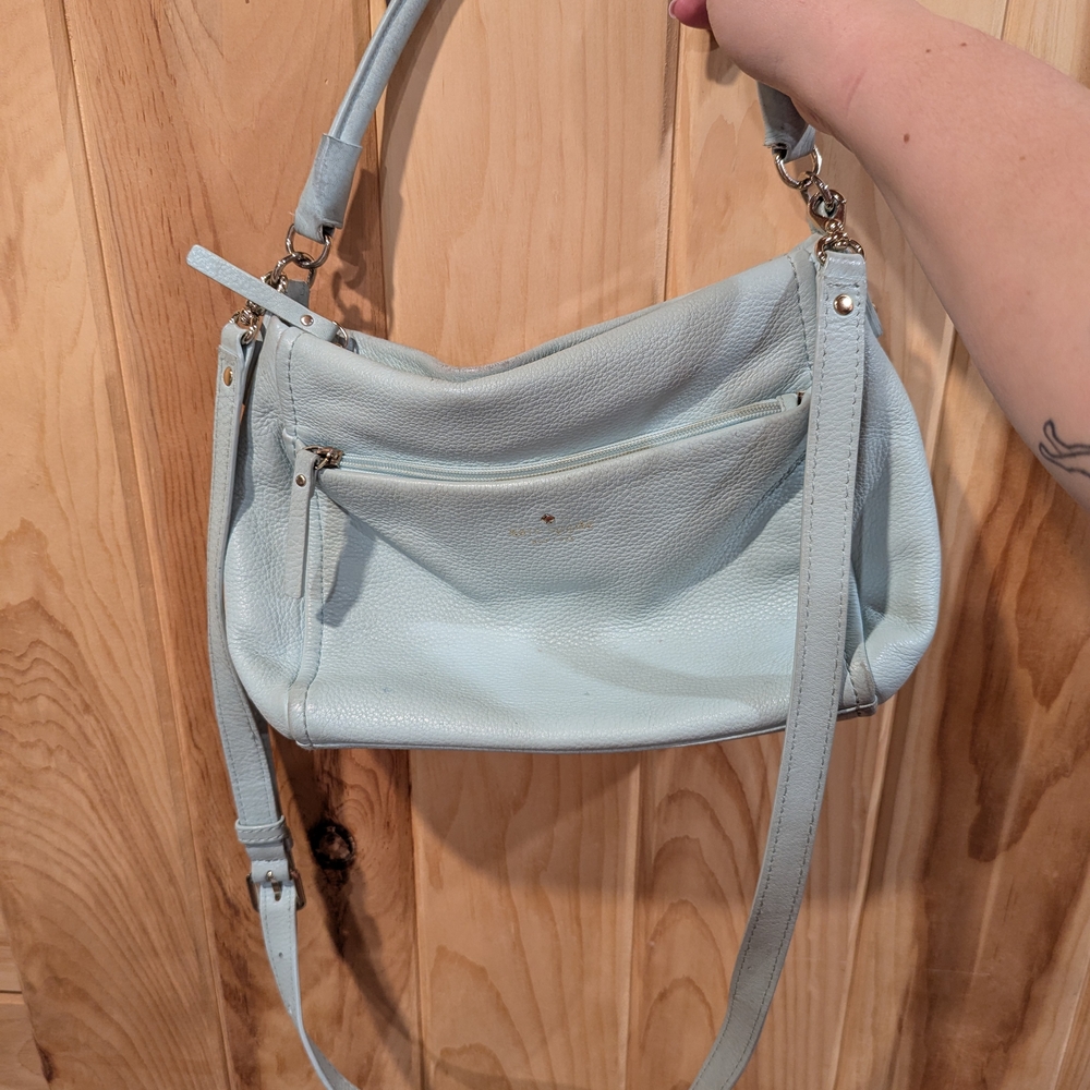 Light Blue Leather Shoulder Bag